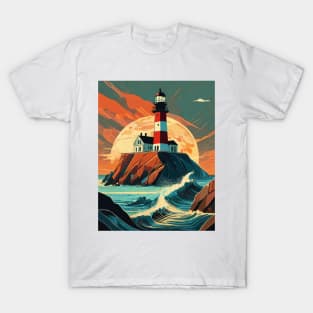 Coastal Beacon at Sunset with lighthouse T-Shirt